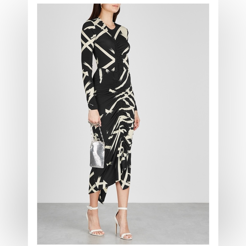 NWT Preen by Thornton Bregazzi Tracy Ruched Crepe-jersey skirt. Sz small.